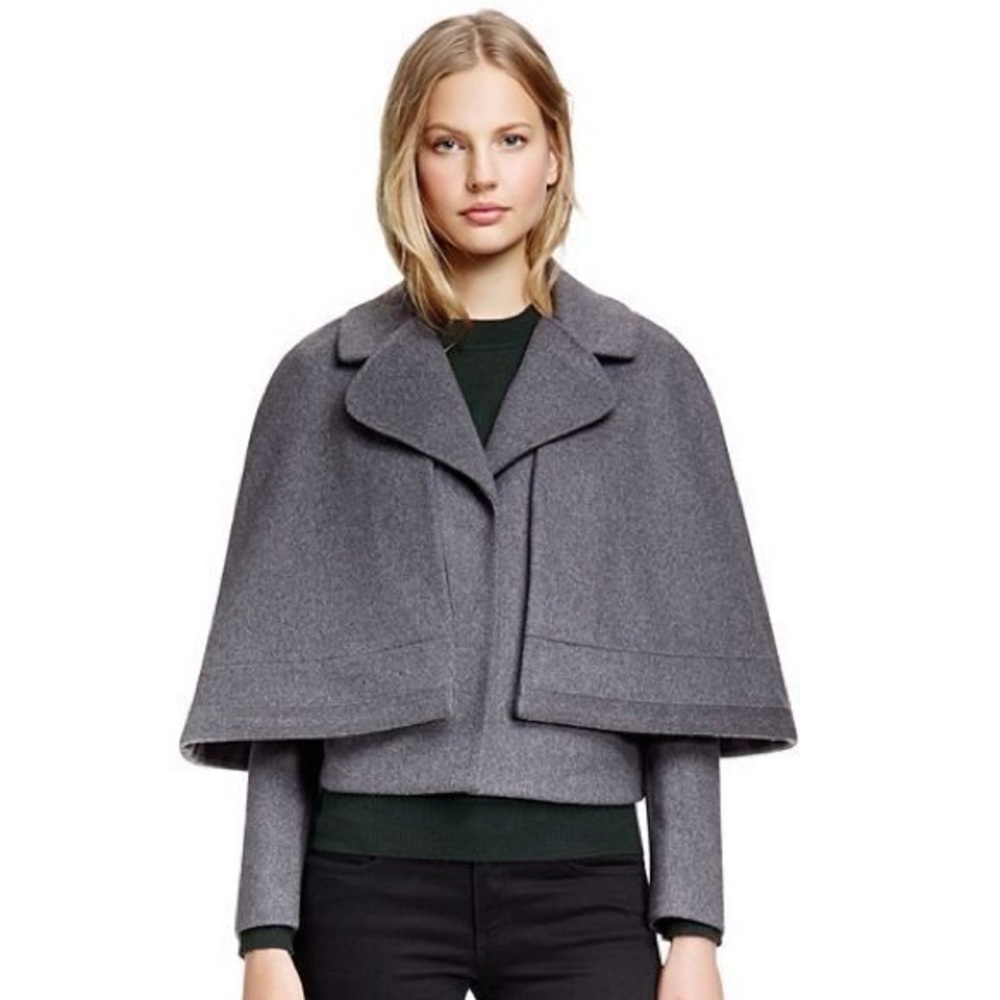 NWOT Tory Burch Jess Jacket in Grey Melange with Removable Cape